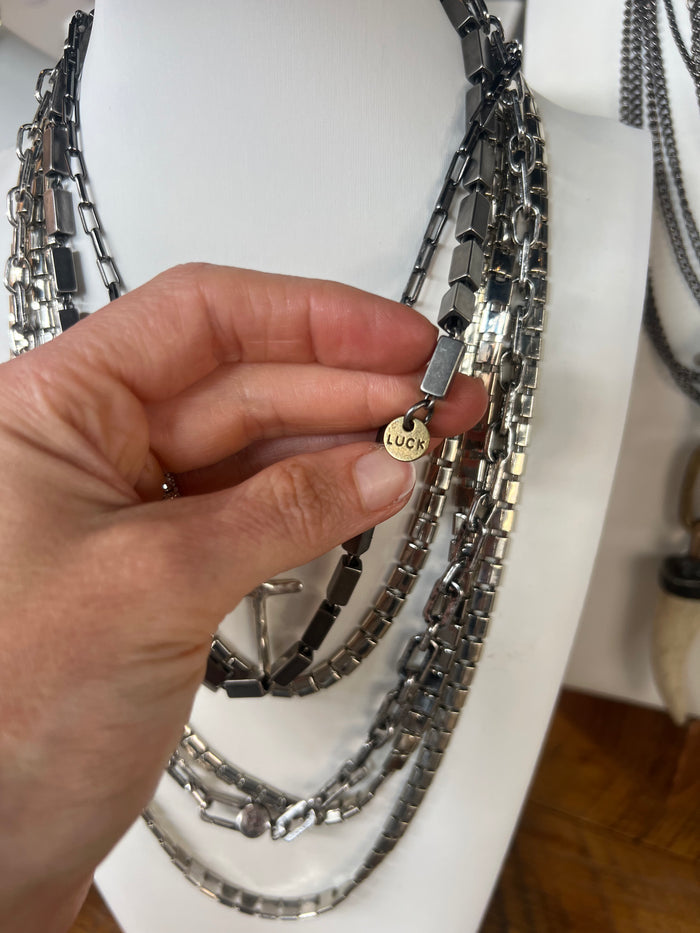 "Luck"Gunmetal necklace