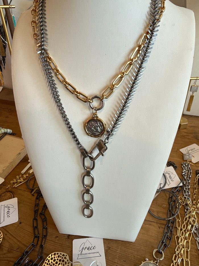 Silver Fishbone Necklace with extender