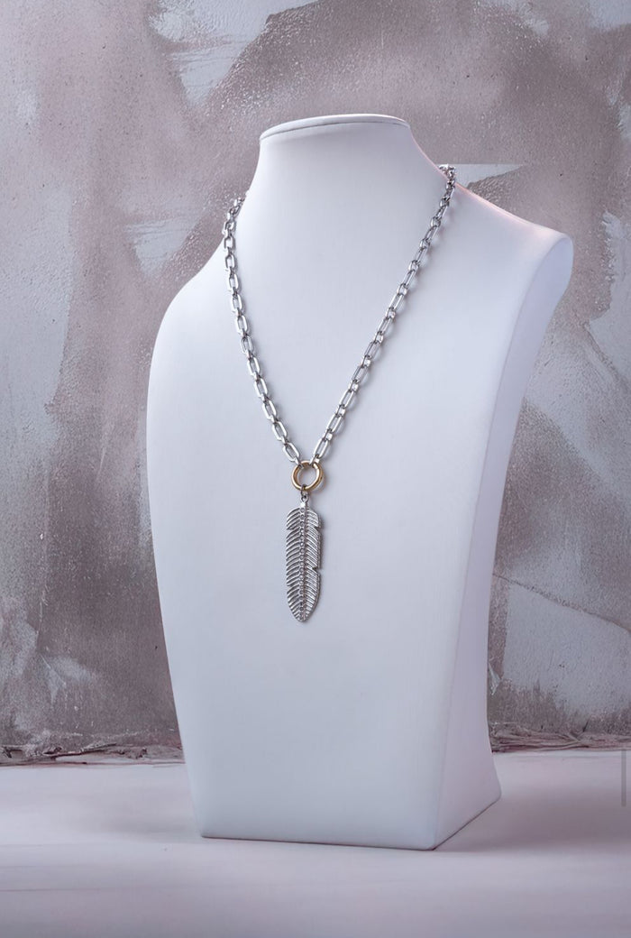 Silver Charm Necklace with the Feather of Hope