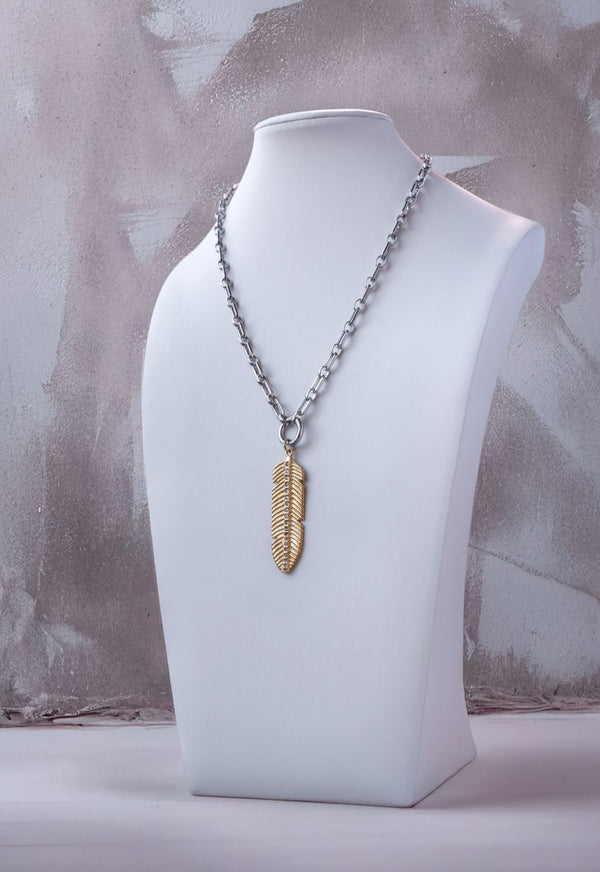 Silver Charm Necklace with the Feather of Hope