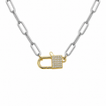SILVER PAPERCLIP CHAIN WITH PAVE LOVE IT LOCKET