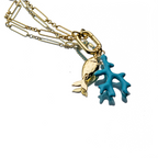 BLUE CORAL LUCKY CHARM NECKLACE (Need Price)