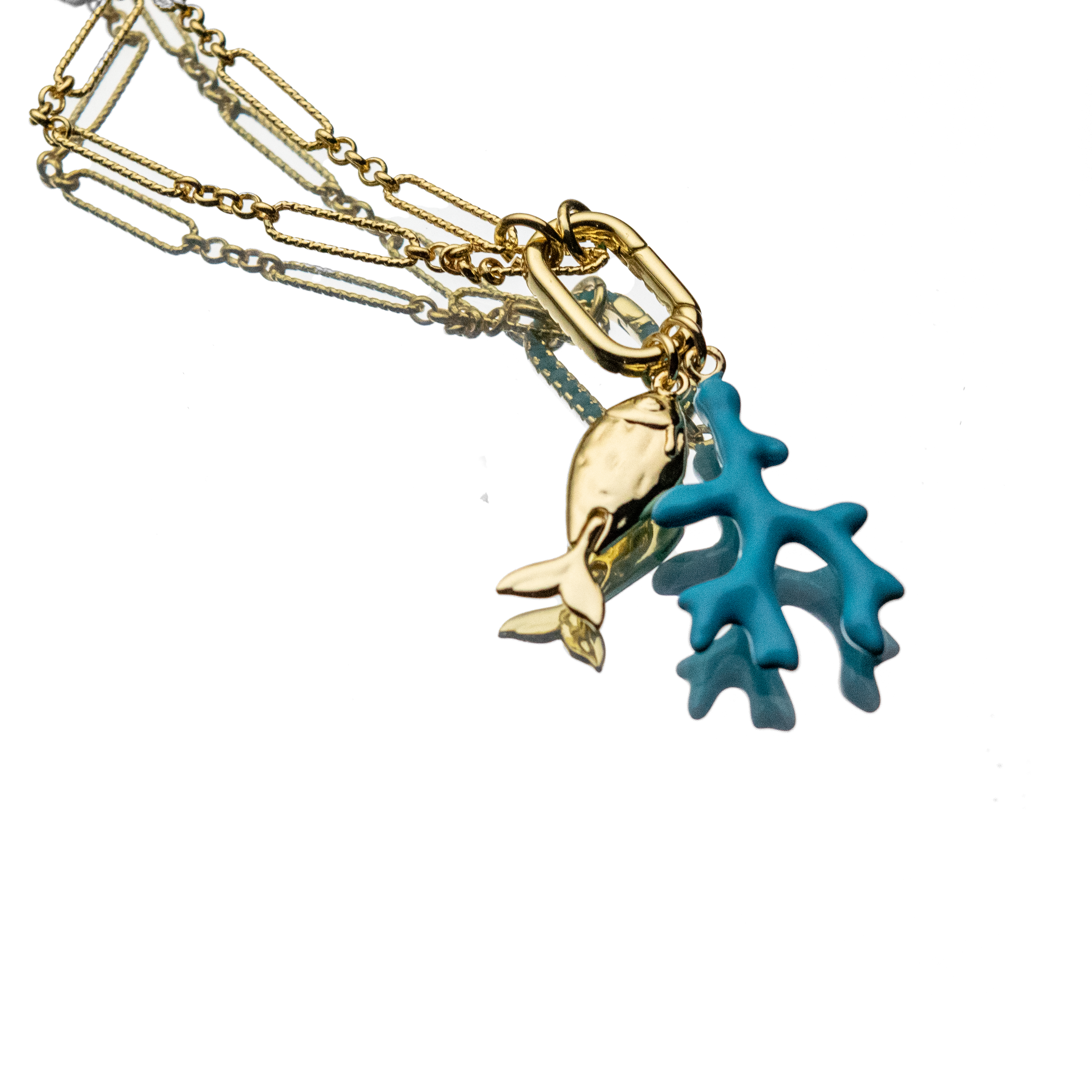 BLUE CORAL LUCKY CHARM NECKLACE (Need Price)