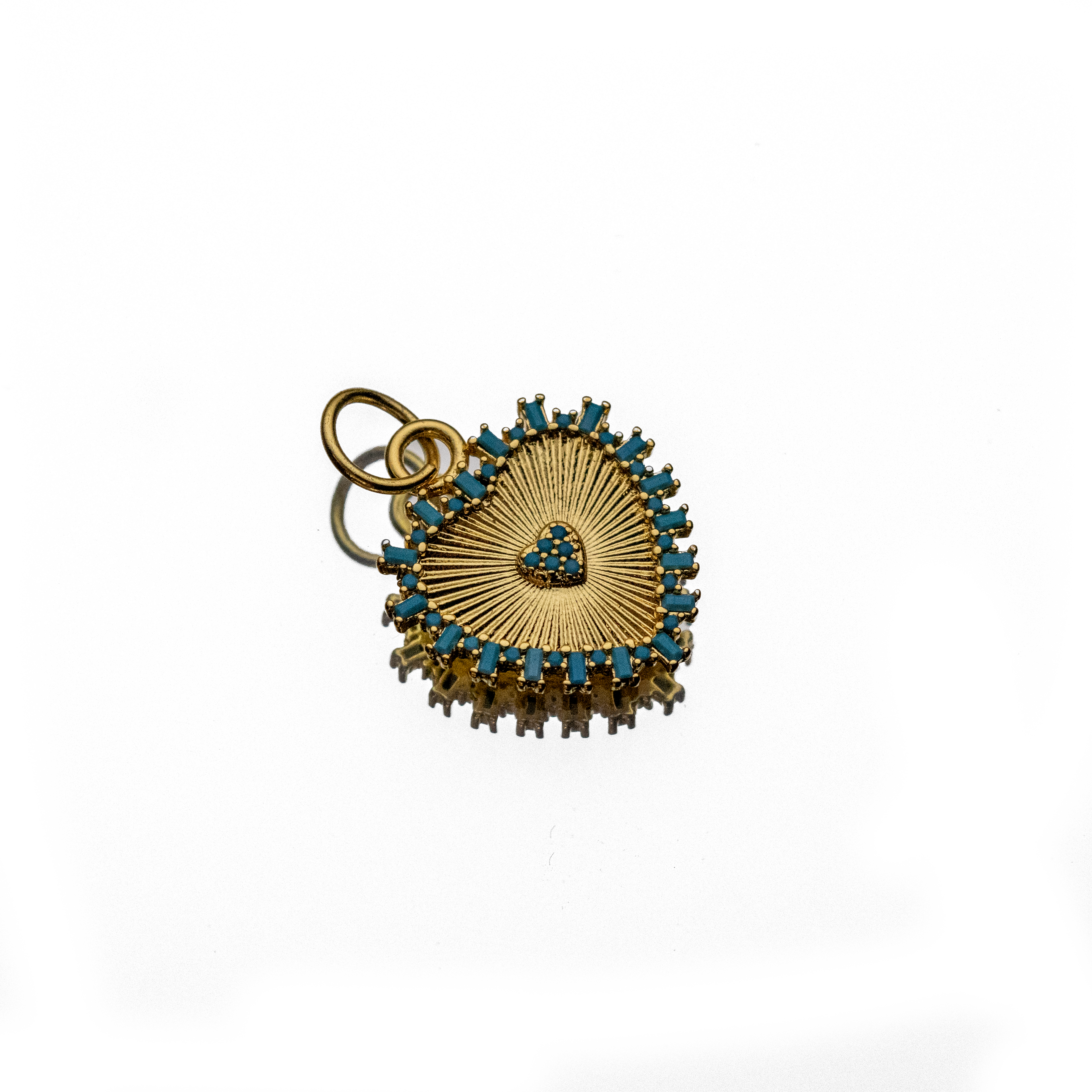 TURQUOISE HALO HEART CHARM