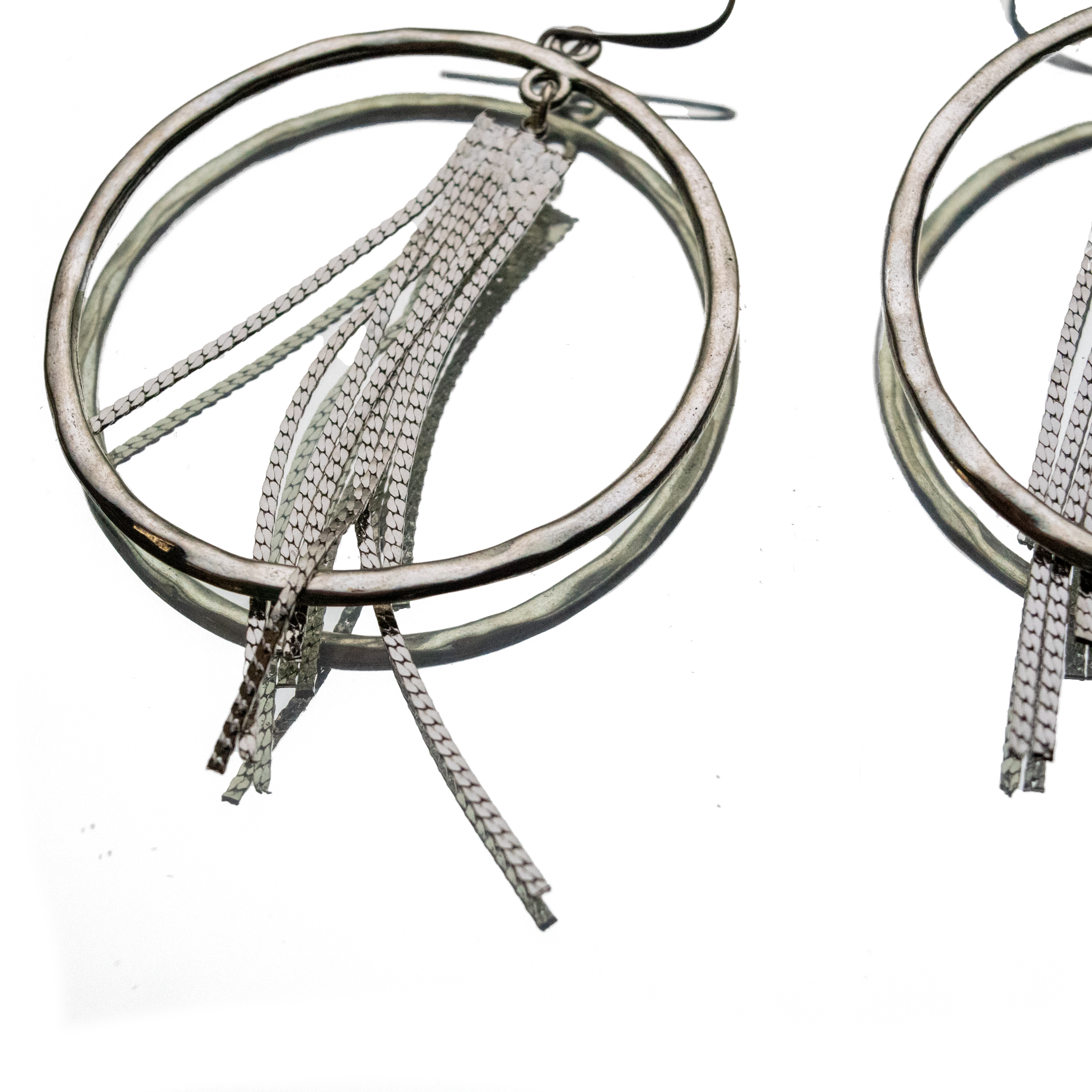 CHAMPAGNE FRINGE DISCO HOOPS