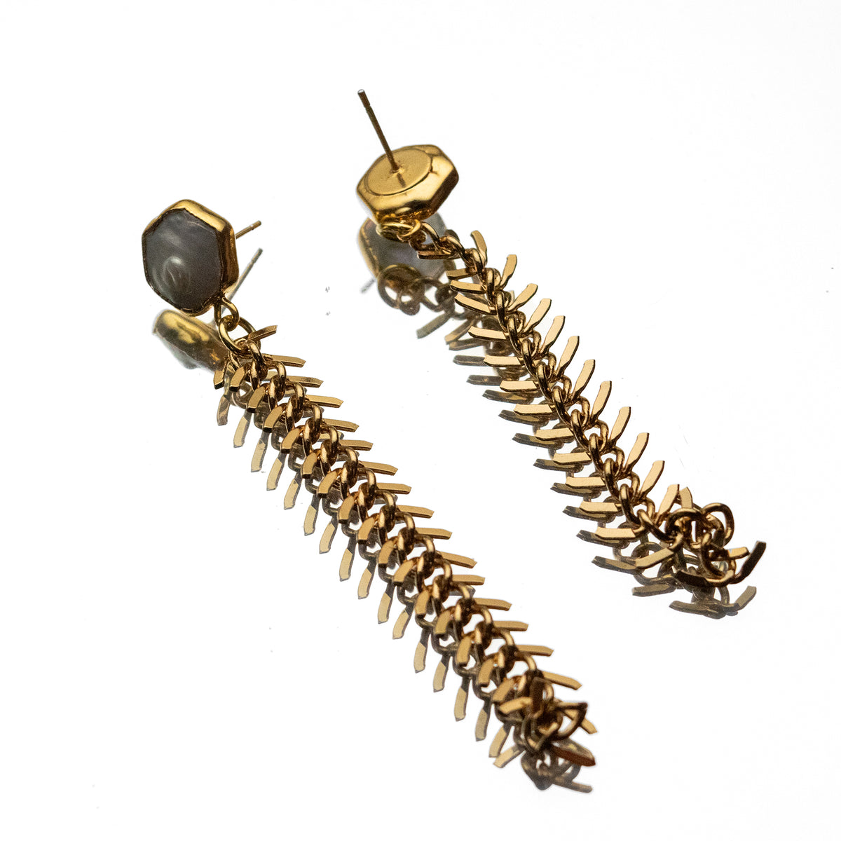 Pearl Chainmail Drop Earrings