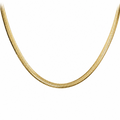 A gold-colored snake chain necklace shown against a plain white background.
