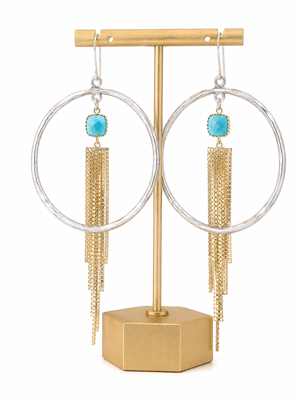 DISCO HOOPS WITH GEM FRINGE