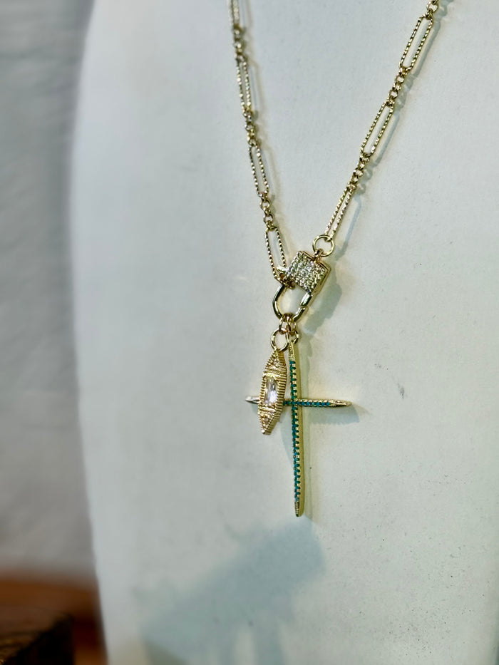 Turquoise Cross Charm