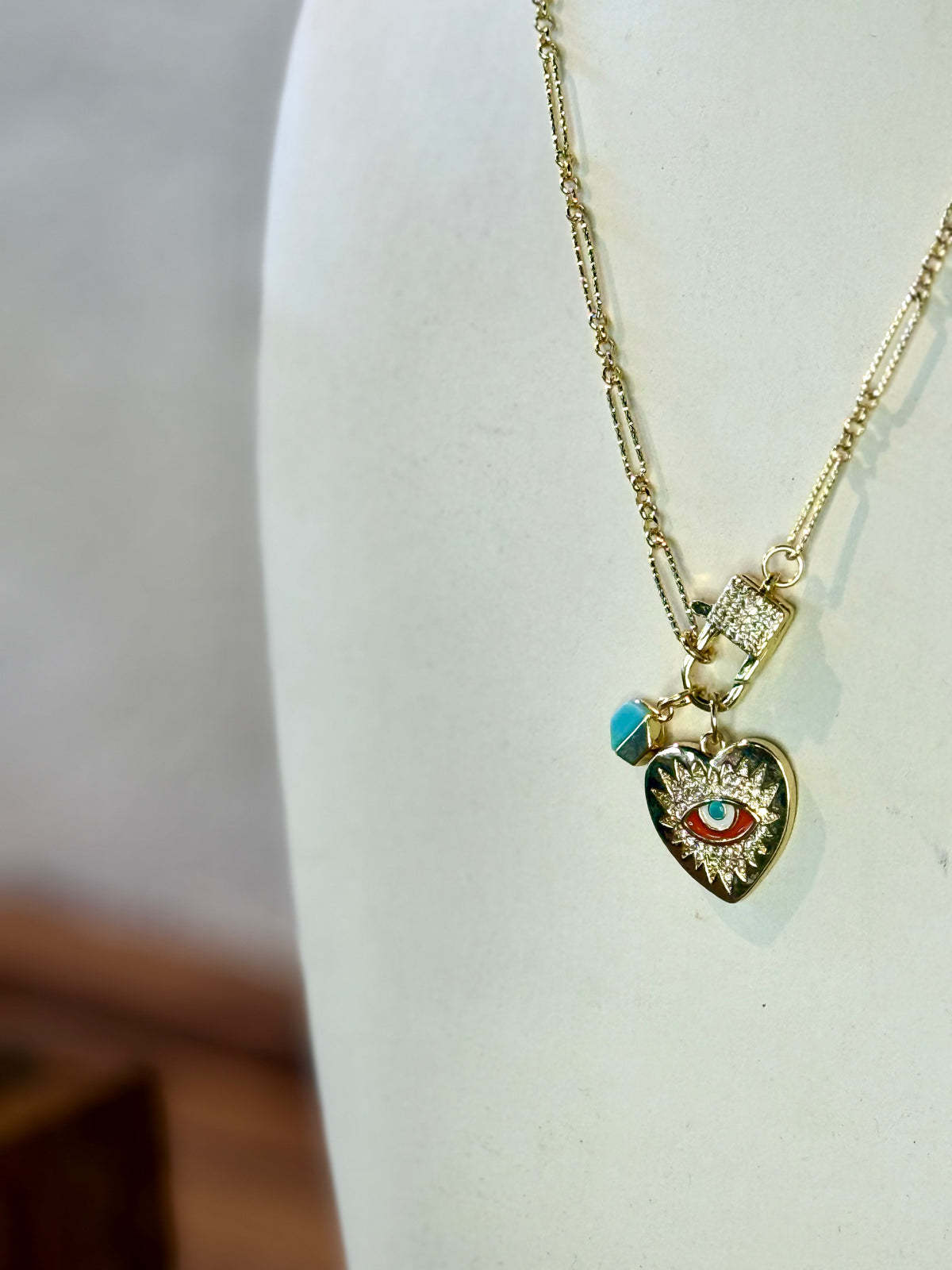 Atomic Turquoise and Gold Charm