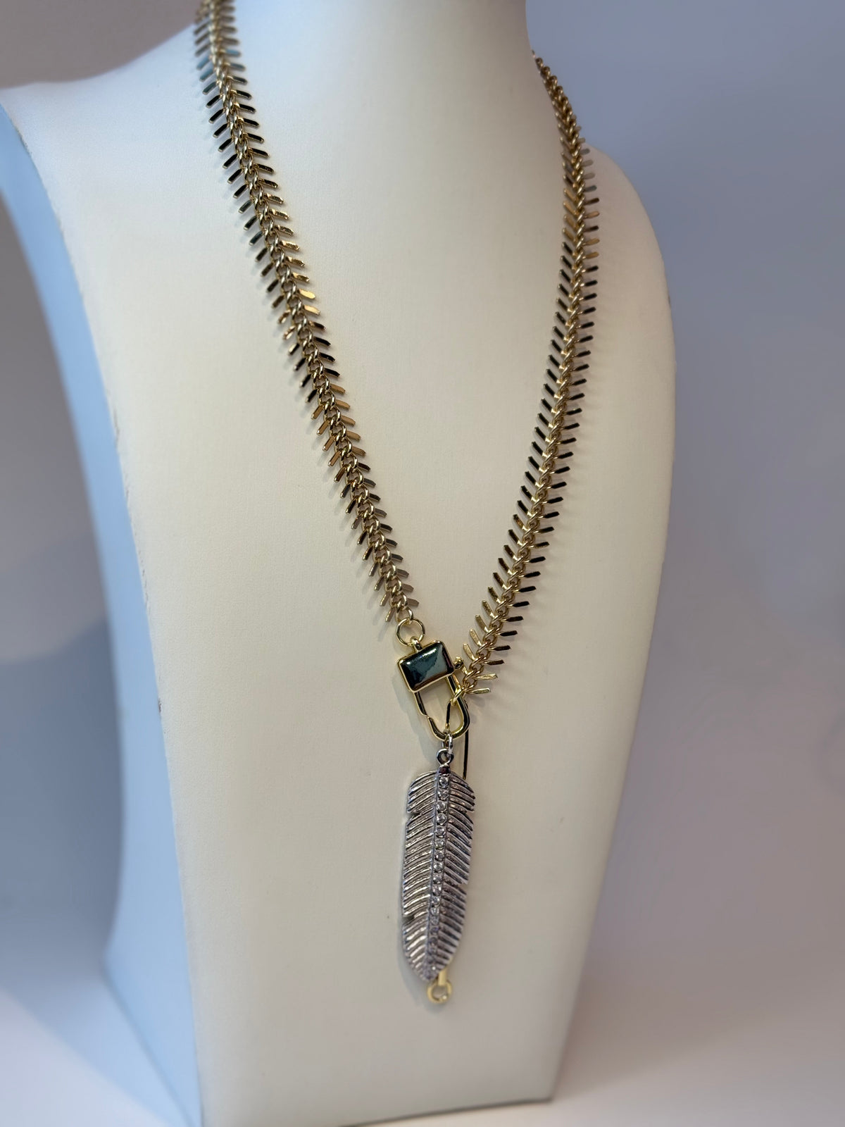 Fishbone Necklace with the Scarlett Extender