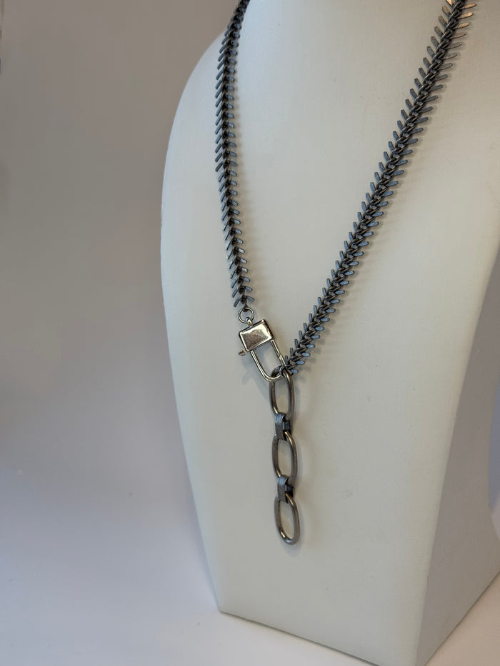 Silver Fishbone Necklace with extender