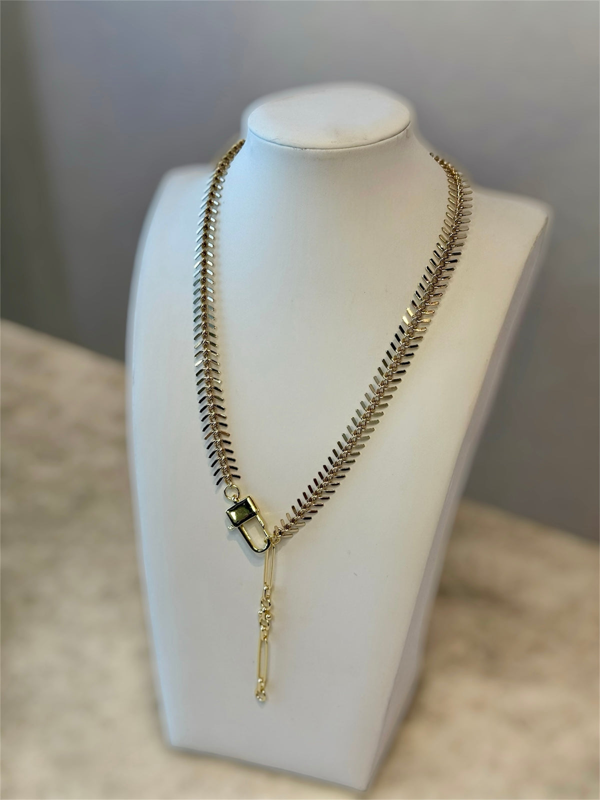 Fishbone Necklace with the Scarlett Extender