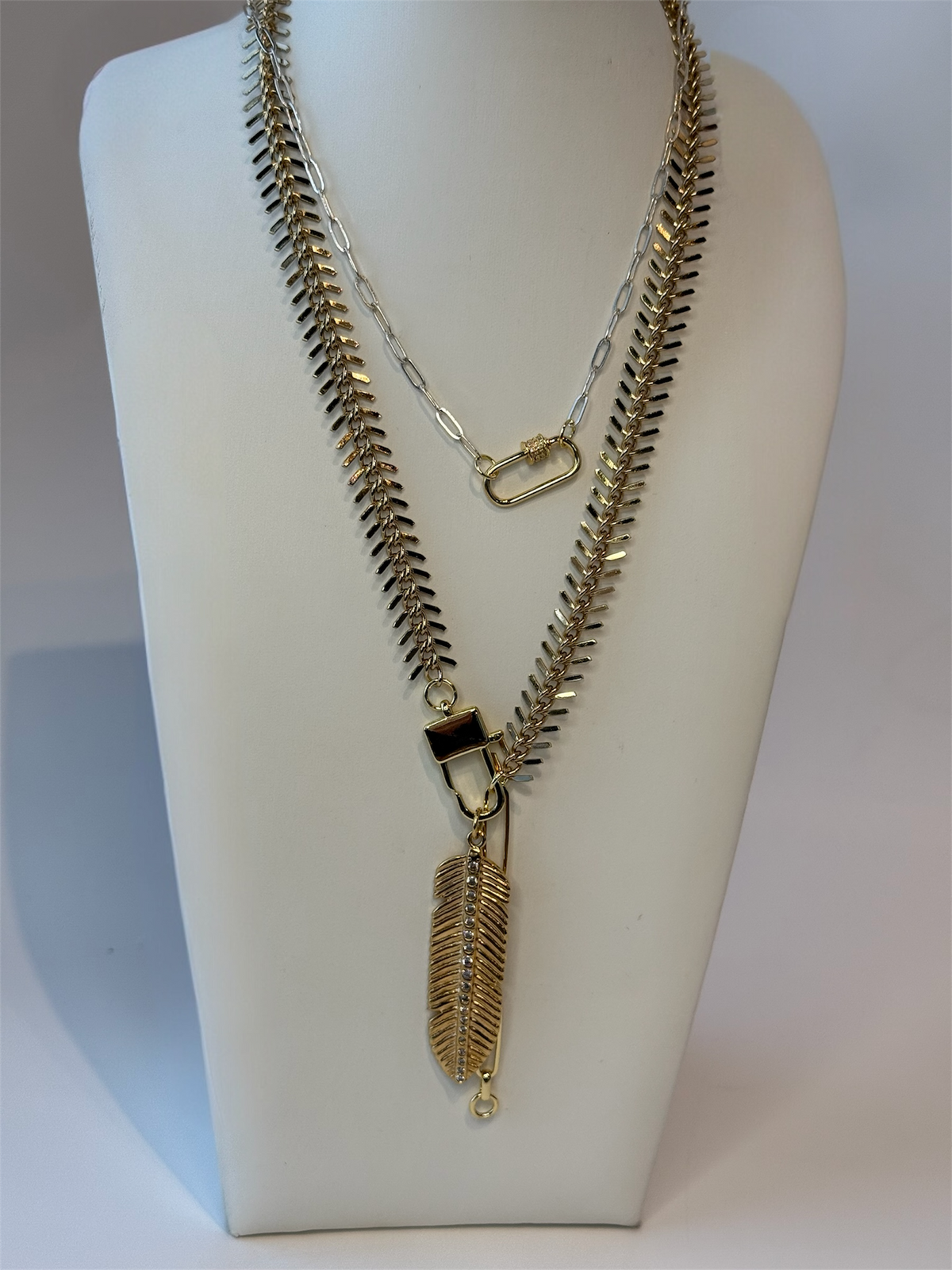 Silver Chain with Gold Carabiner