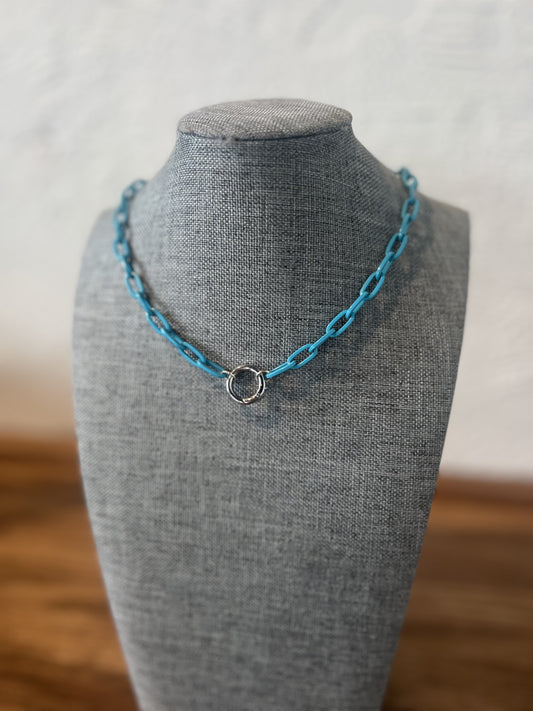 Blue chain with silver carabiner