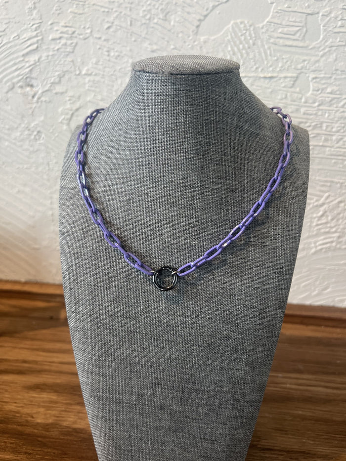 purple paperclip with gunmetal carabiner