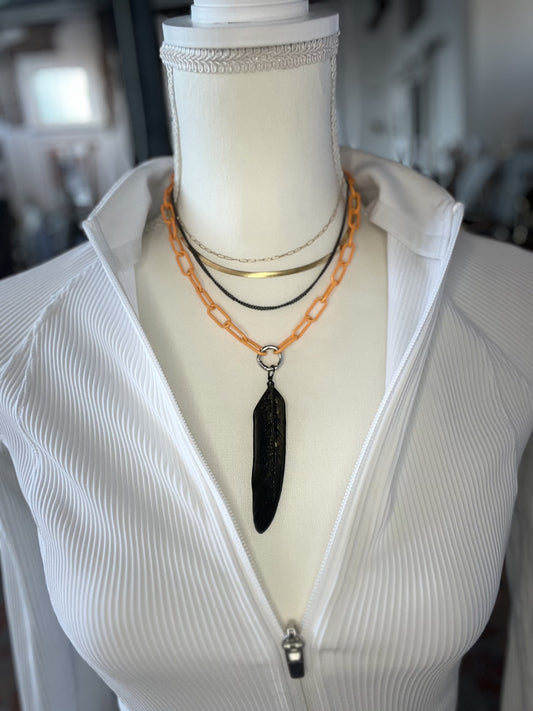 Orange is the new black stack! (charm necklace)