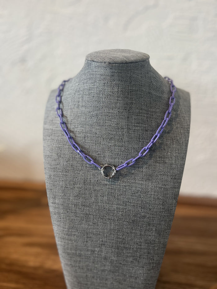 Purple paperclip with silver carabiner