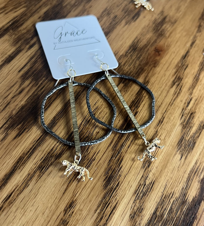 Mixed metal Tiger Earrings!