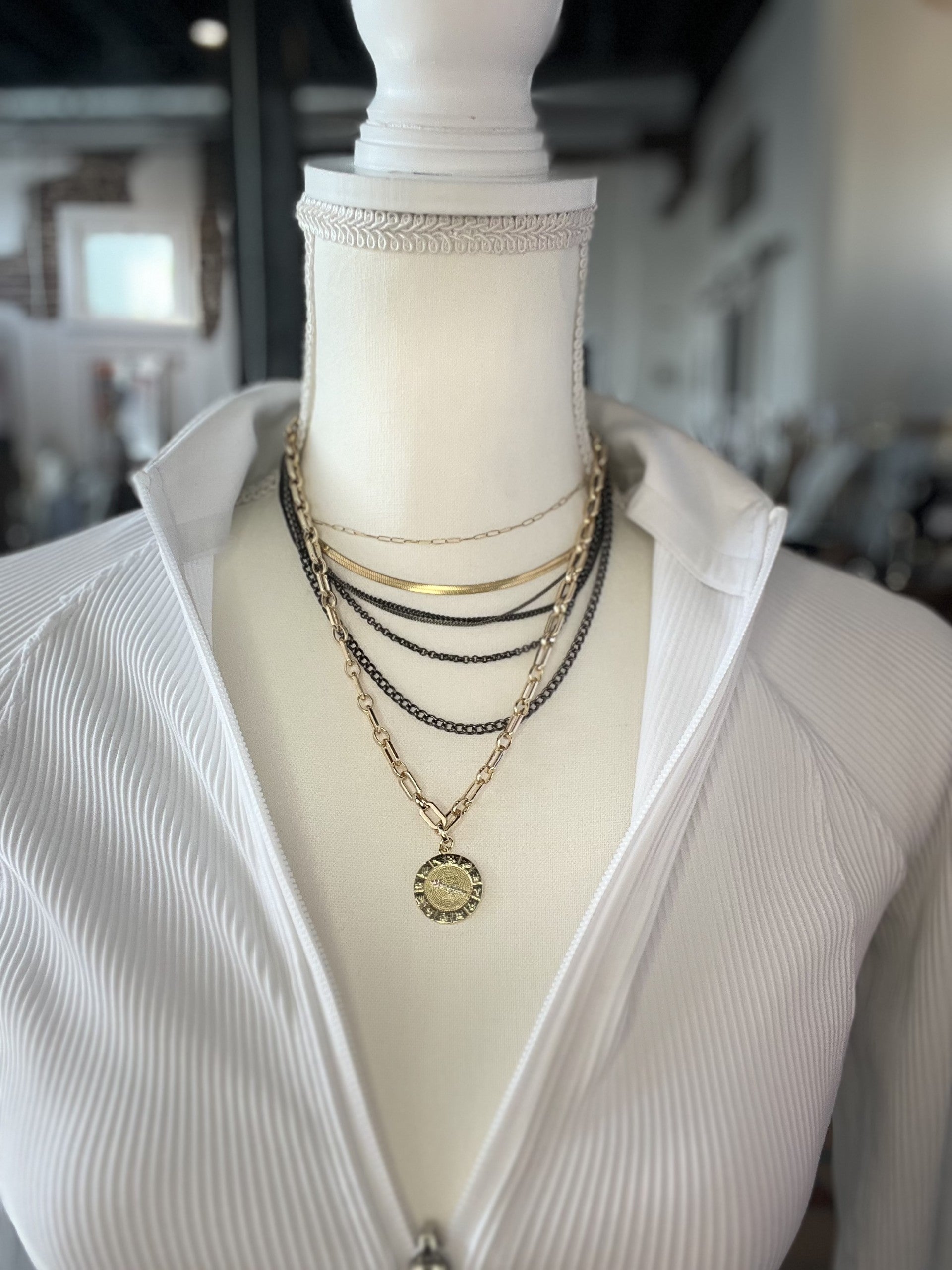 Zodiac charm on gold filled paperclip chain